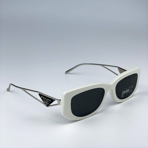 NEW Prada PR14YS 1425S0 Talc Dark Grey Rectangle Unisex Sunglasses - Picture 7 of 11